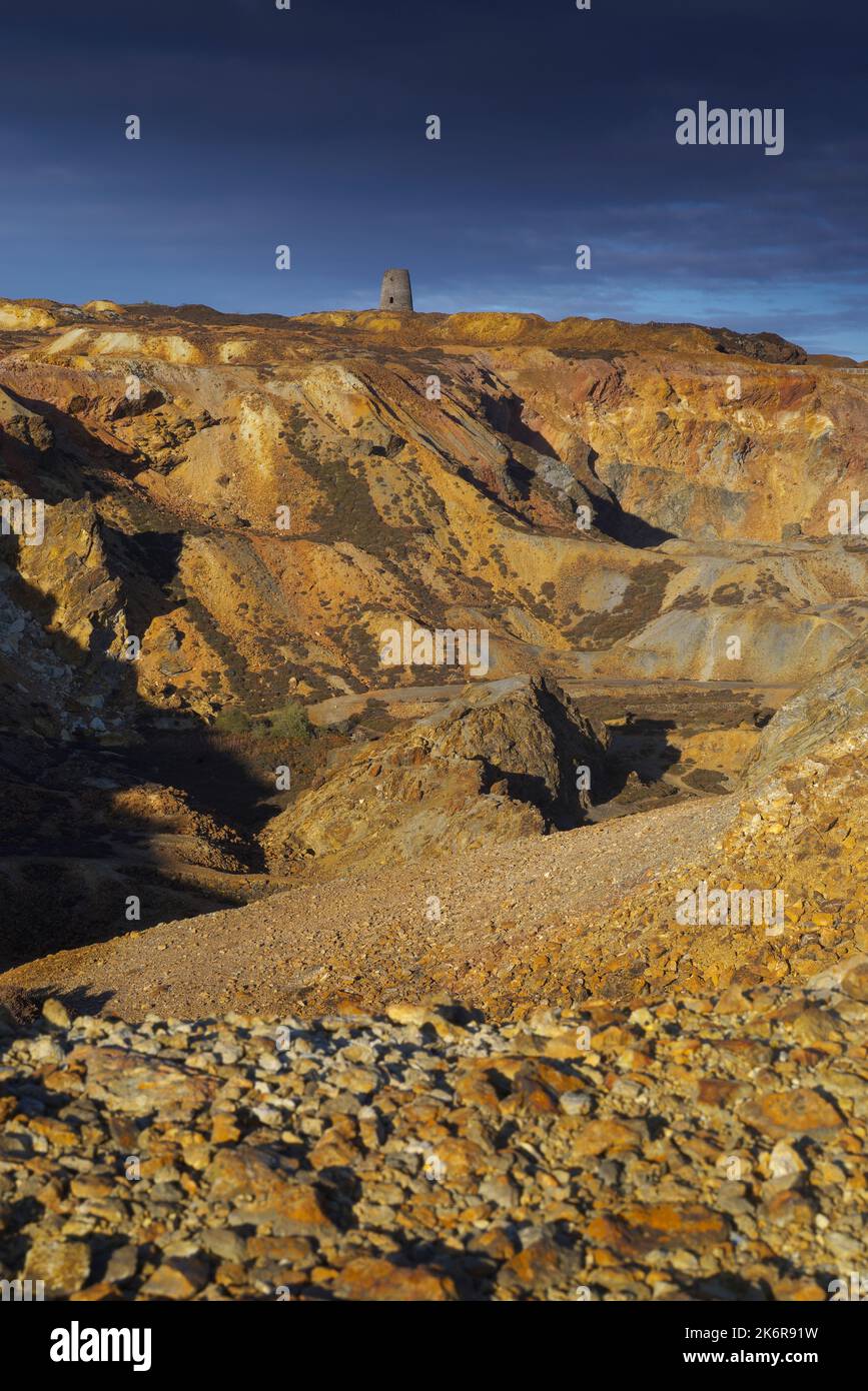 Great Opencast Mine, Pary`s Mountain, Amlwch, Anglesey, North Wales, United Kingdom. Stock Photo